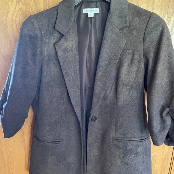 COLDWATER CREEK Women's Blazer. Bronze/brown foil pattern. Size 10. - Picture 1 of 5